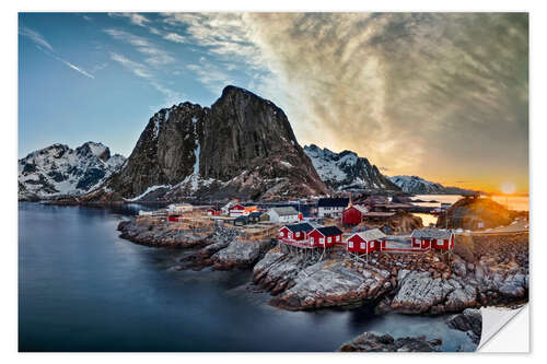 Selvklebende plakat Magisk stemning i Lofoten