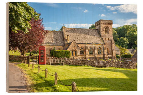 Wood print Typically England: Snowshill in the Cotswolds