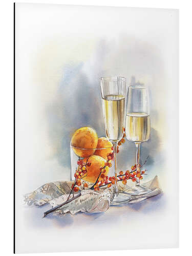 Tableau en aluminium Nature morte au champagne