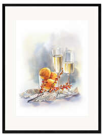 Gerahmter Kunstdruck Stillleben mit Champagner