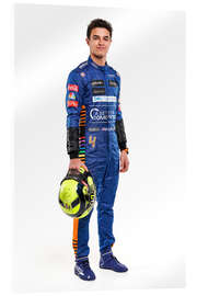 Acrylic print Lando Norris side on with helmet, McLaren Team 2021