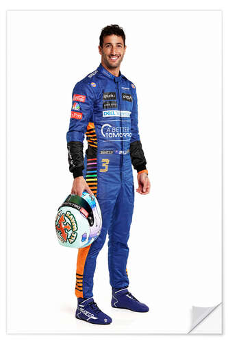 Wandsticker Daniel Ricciardo seitlich mit Helm II, McLaren Team 2021