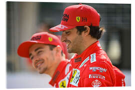 Stampa su vetro acrilico Carlos Sainz with teammate Charles Leclerc, Ferrari 2021