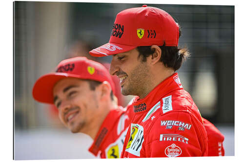 Galleritryk Carlos Sainz with teammate Charles Leclerc, Ferrari 2021