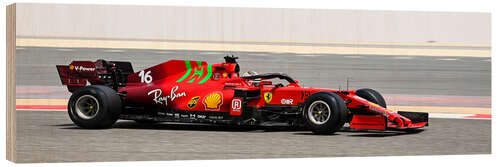 Holzbild Lerclerc im Ferrari, Saison 2021