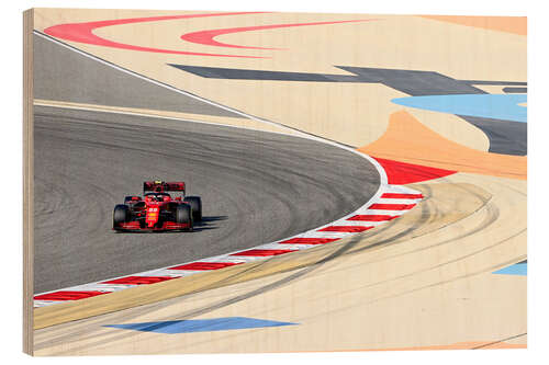 Holzbild Carlos Sainz, Ferrari, Großer Preis von Bahrain 2021