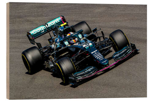 Wood print Sebastian Vettel, Aston Martin II