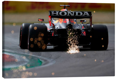 Canvas print Sparks trail behind Max Verstappen