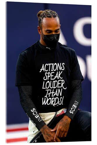 Acrylic print Lewis Hamilton, Actions speaks louder than words, Bahrain Grand Prix 2021