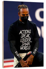 Wood print Lewis Hamilton, Actions speaks louder than words, Bahrain Grand Prix 2021