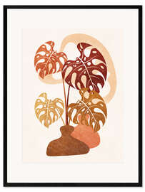 Kehystetty taidepainatus Monstera leaves in vases