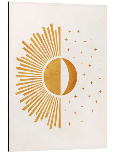 Tableau en aluminium Boho Sun and Moon - Day and Night