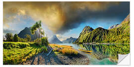 Wandsticker Sonnenuntergang im Milford Sound