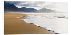 Quadro em PVC Waves crashing on sand beach at sunset, Fuerteventura