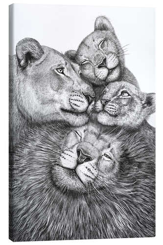 Canvas print Family of lions