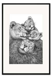 Gerahmter Kunstdruck Löwenfamilie