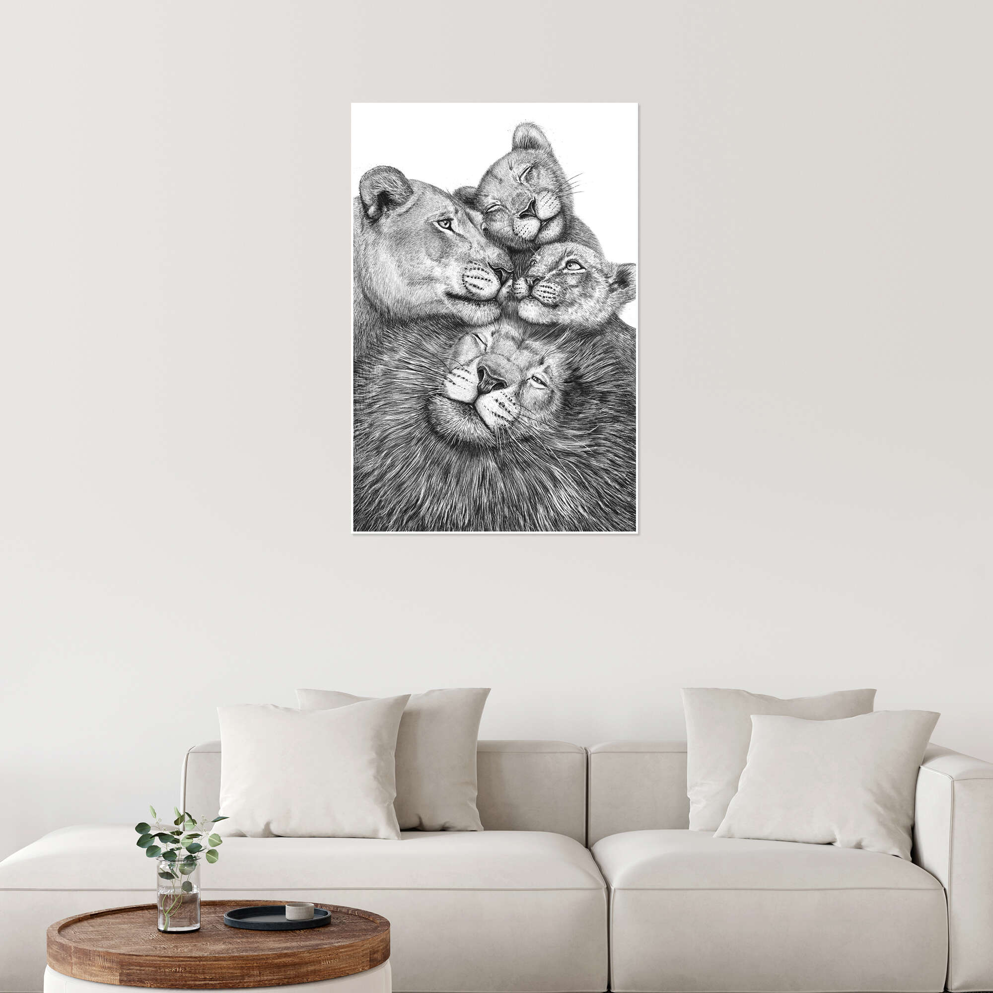 Wandbild „Löwenfamilie“ von Valeriya Korenkova | Posterlounge.ch, حجم الصورة 2000x2000