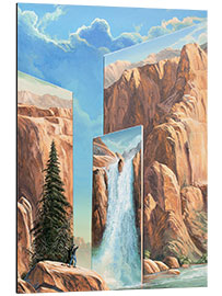 Aluminium print Dream landscape with a waterfall