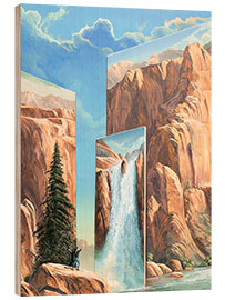 Wood print Dream landscape with a waterfall