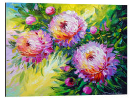 Aluminium print Peonies in the sunbeam