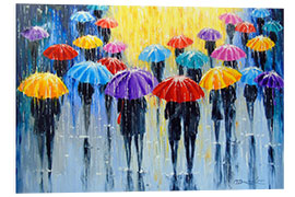 Foam board print Rain in Colourful Umbrellas