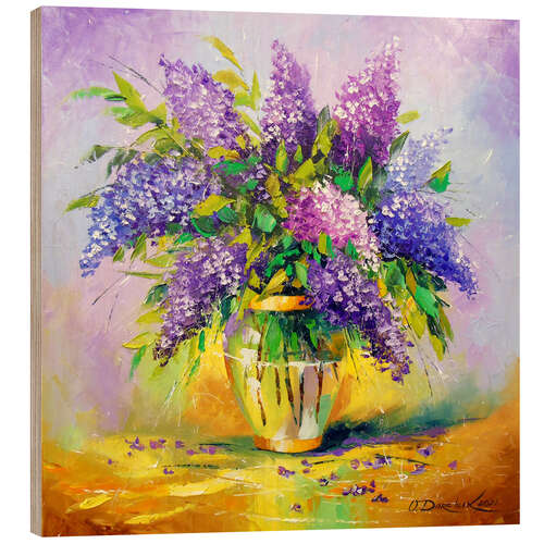 Wood print Bouquet of lilac in a vase