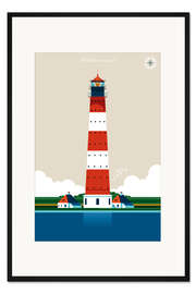 Gerahmter Kunstdruck Westerheversand Leuchtturm