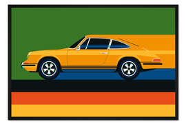 Gerahmter Kunstdruck Orange vintage sports car side