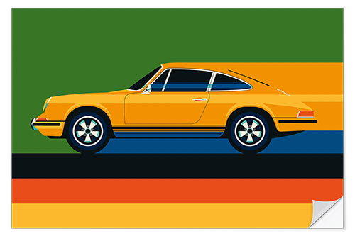 Wall sticker Orange vintage sports car side