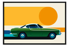 Gerahmter Kunstdruck Green vintage sports car side