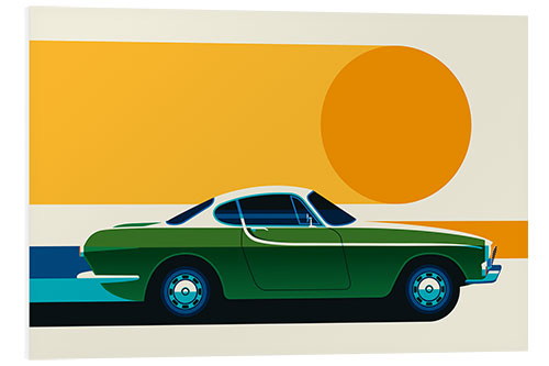 Cuadro de PVC Green vintage sports car side