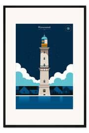 Gerahmter Kunstdruck Warnemünde Leuchtturm