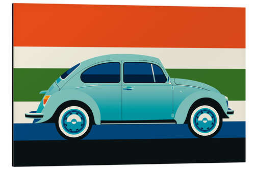 Quadro em alumínio Mint Vintage car side with stripes