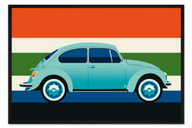 Gerahmter Kunstdruck Mint Vintage car side with stripes