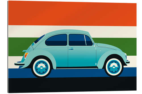 Gallery Print Mint Vintage car side with stripes