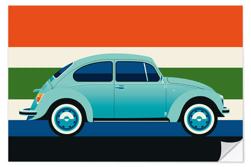 Wandsticker Mint Vintage car side with stripes