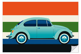 Sticker mural Mint Vintage car side with stripes