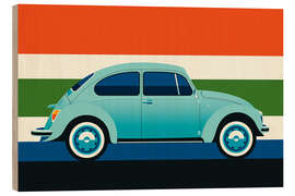 Quadro de madeira Mint Vintage car side with stripes