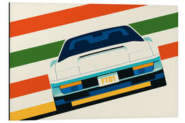 Magnettafel Angled white sports car front with stripes