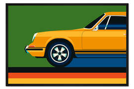 Gerahmter Kunstdruck Orange vintage sports car side front