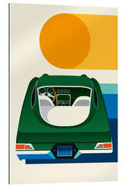 Gallery print Green vintage car with sun