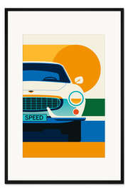 Gerahmter Kunstdruck White vintage sports car front