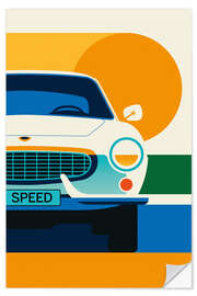 Sticker mural White vintage sports car front