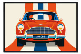 Gerahmter Kunstdruck Red vintage sports car front with stripes