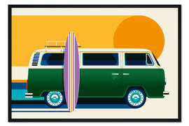 Gerahmter Kunstdruck Vintage camping bus