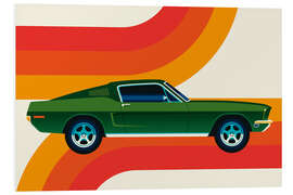 Foam board print Green vintage sports car with stripes