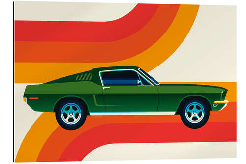 Gallery print Green vintage sports car with stripes