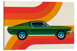 Magnettafel Green vintage sports car with stripes