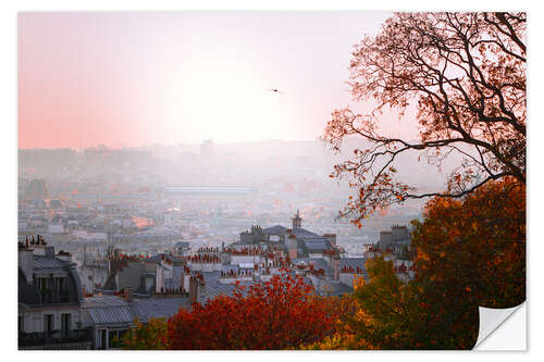 Naklejka na ścianę Morning mist over the city