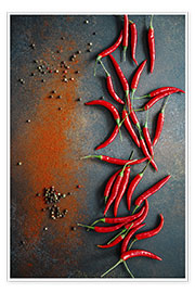 Wandbild  Cayennepfeffer, Chili und Peperoni